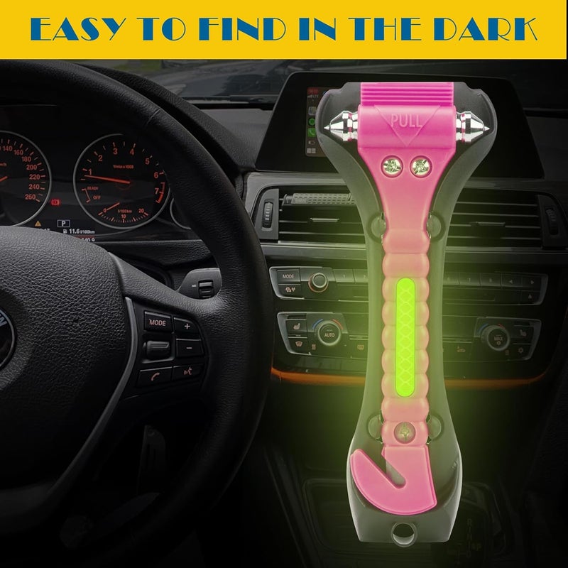 Cleverool Store Car Safety Hammer Window Breaker, 2-in-1 Emergency Escape Tool with Seat Belt Cutter for Women, 2 Pack Cute Pink Safety Escape Hammer for Car, Family - Image 2